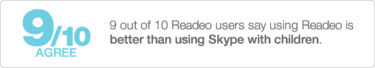 9 out of 10 Readeo users say using Readeo is better than using Skype with children.