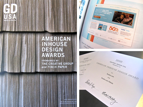 Readeo won two GDUSA In-House Design Awards in 2010